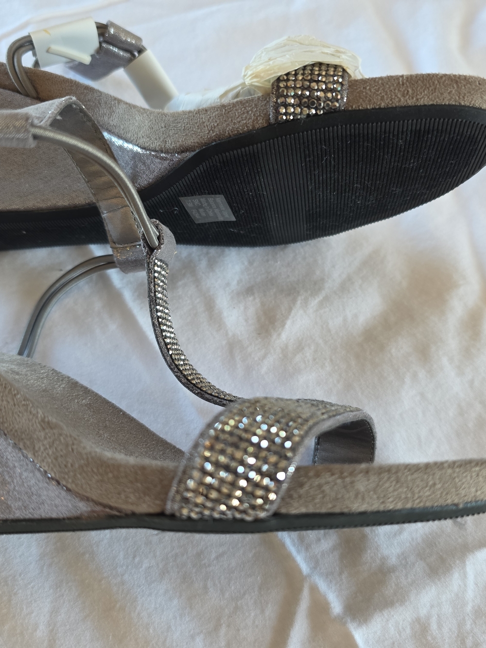 Style & Co. Silver T-Strap Wedge Sandals 7.5 NWT - Picture 4 of 6